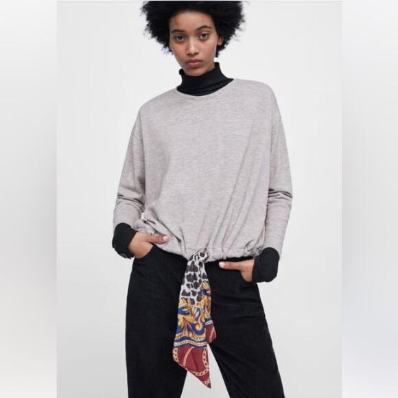 Zara basic drawstring hem pullover tie scarf - Picture 4 of 10